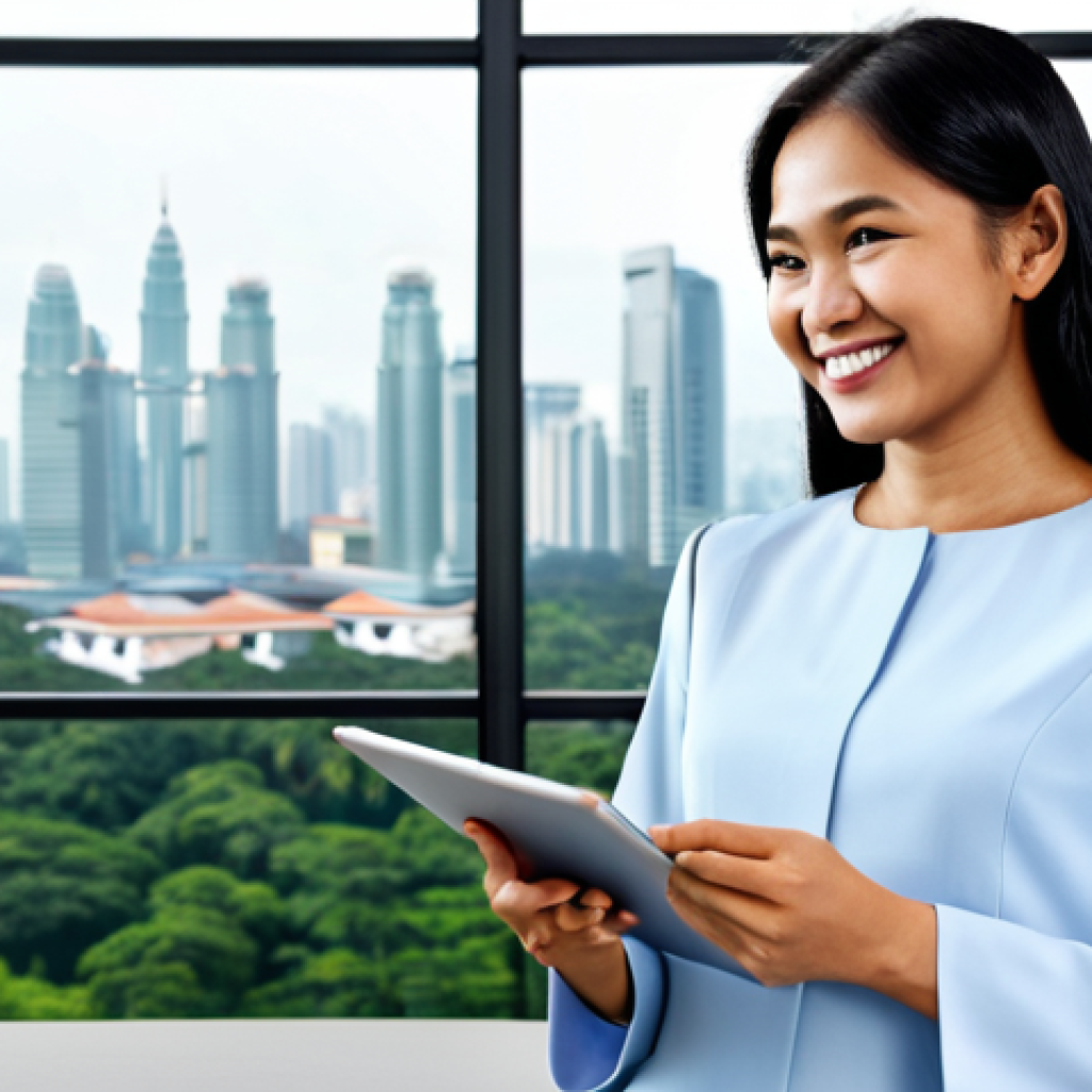 **

"A confident Malaysian professional, fully clothed in a modest and stylish Baju Kurung, smiling warmly. She's holding a tablet displaying a list of accounting and IT skills. The background is a modern office setting with Kuala Lumpur city skyline visible through the window. Text overlay: 'Tax Certification + Skills = Career Success!' Safe for work, appropriate content, professional, perfect anatomy, correct proportions, natural pose, high quality, well-formed hands, proper finger count, natural body proportions."

**